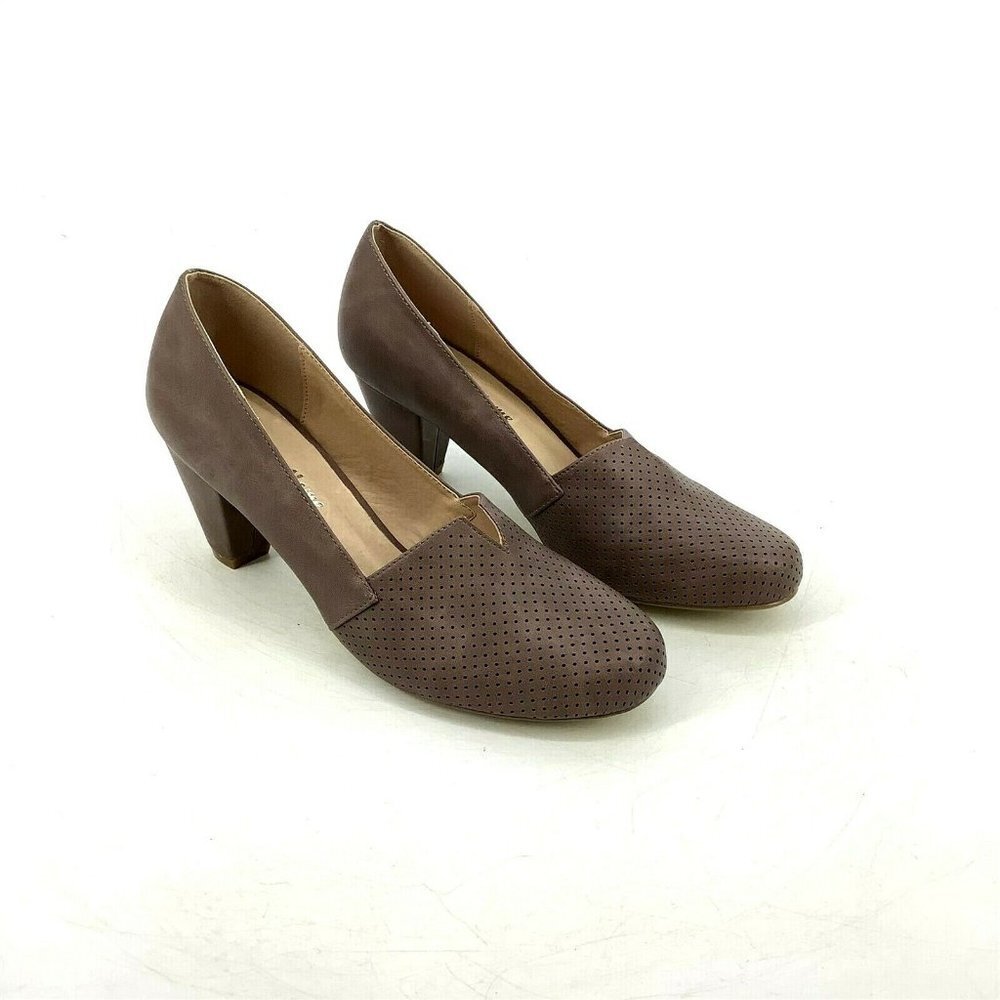 Dolce Nome Women's Size 9.5 Talia Comfort Pump Heeled Shoes Leather Brown